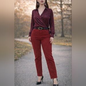 One outfit- one price. Chic Burgundy bundle+ earrings. Just add shoes. Size L-XL